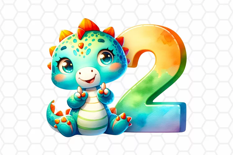 Birthday Dinosaur Watercolor Clipart, Sublimation PNG