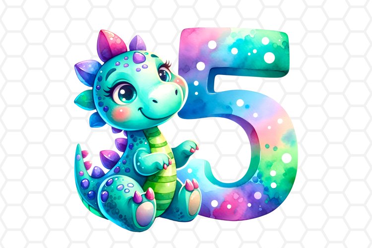 Birthday Dinosaur Watercolor Clipart, Sublimation PNG
