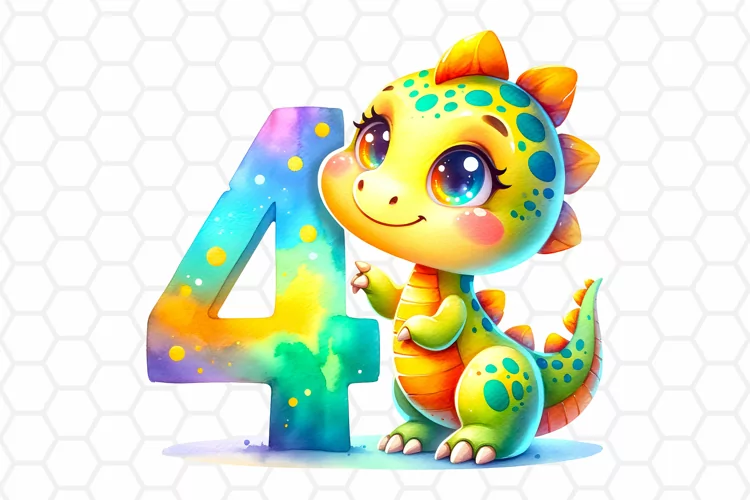 Birthday Dinosaur Watercolor Clipart, Sublimation PNG
