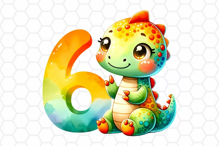 Birthday Dinosaur Watercolor Clipart, Sublimation PNG