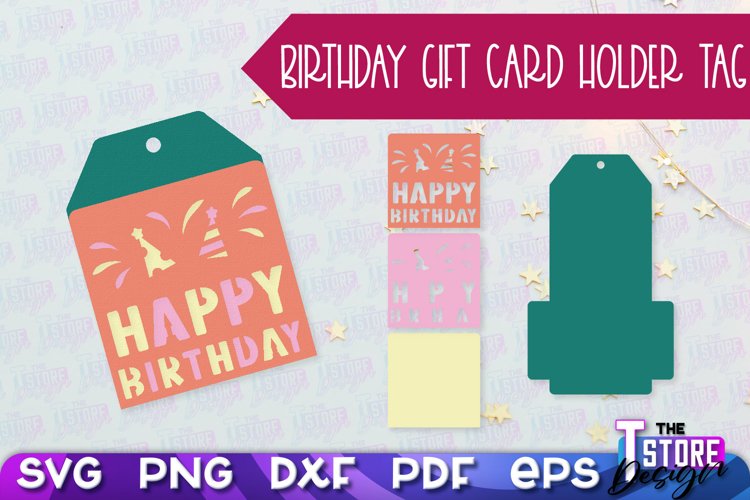 Birthday Gift Card Holder Tag | Gift Card SVG | SVG File example image 1