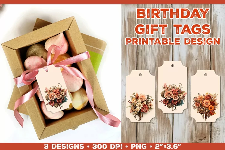 Printable Gift Tags with Steampunk Bouquet