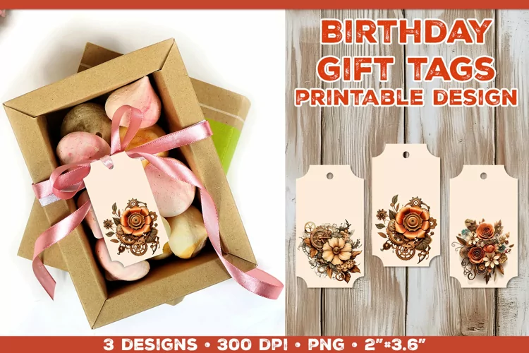 Printable Gift Tags with Steampunk Bouquet