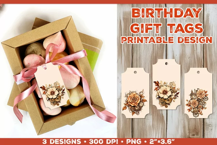 Printable Gift Tags with Steampunk Bouquet