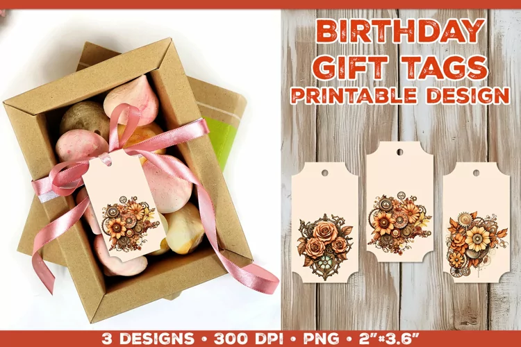 Printable Gift Tags with Steampunk Bouquet