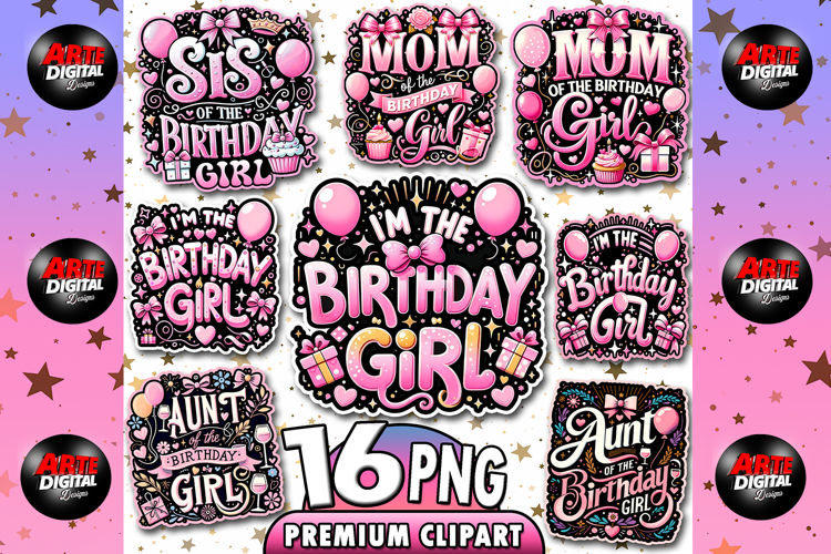 Im the Birthday Girl Clipart PNG, Happy Birthday Png bundle