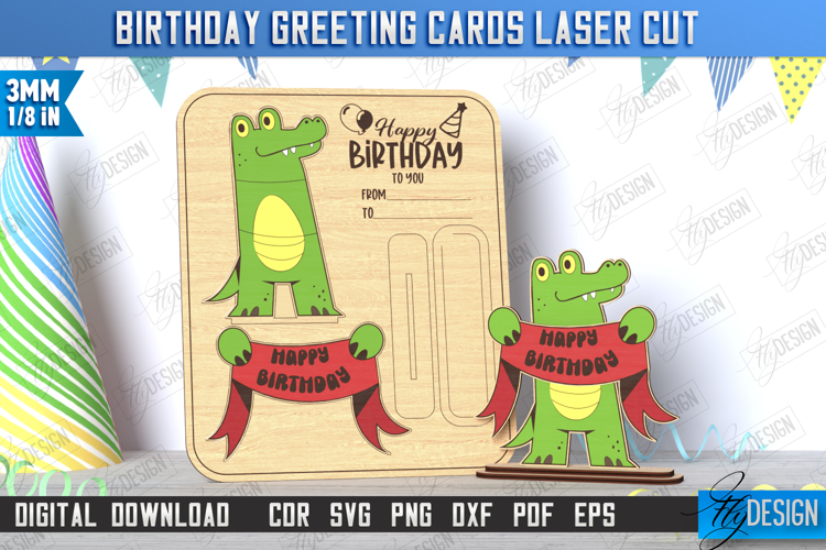 Birthday Card Laser Cut | Greeting Card | Pop Up Wood Card example image 1