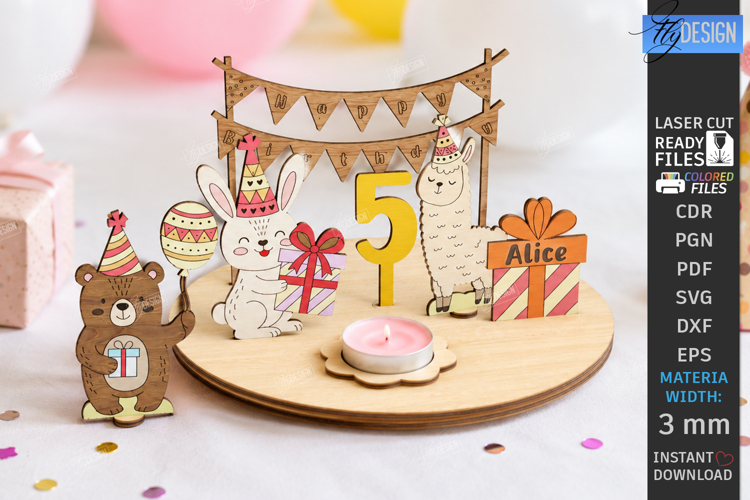 3D Birthday Countdown Plate Laser Cut | Kids Laser | Animals