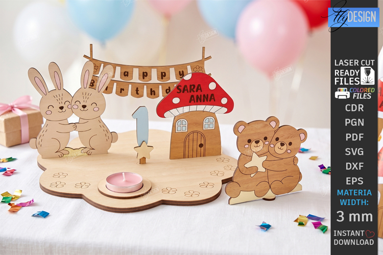 3D Birthday Countdown Plate Laser Cut | Kids Laser | Animals