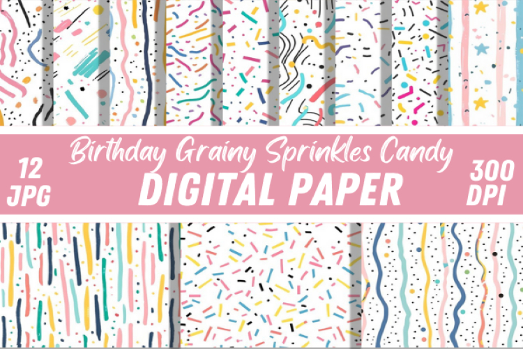 Birthday Grainy Sprinkles Candy Digital Paper