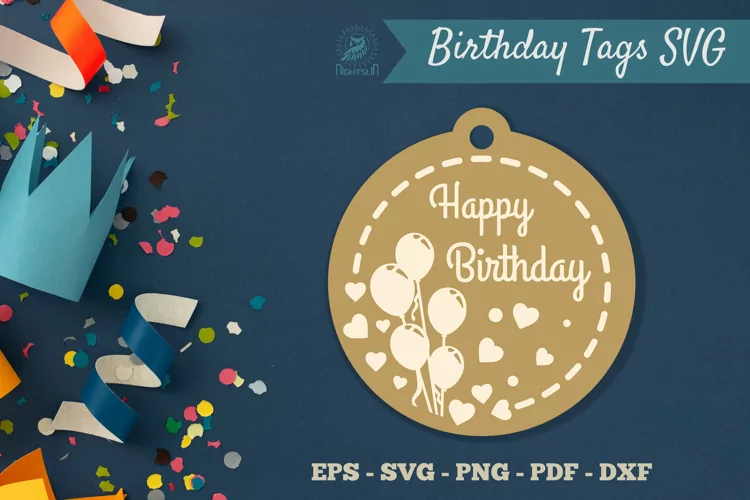 Birthday Tags Round SVG