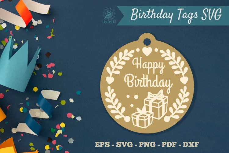Birthday Tags Round SVG