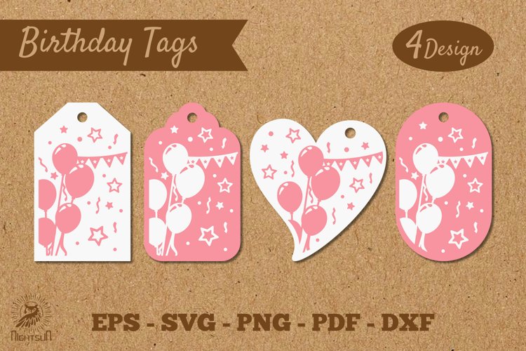 Birthday Tags Template SVG 1 example image 1