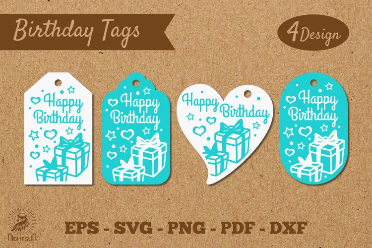 Birthday Tags Template SVG 2 example image 1