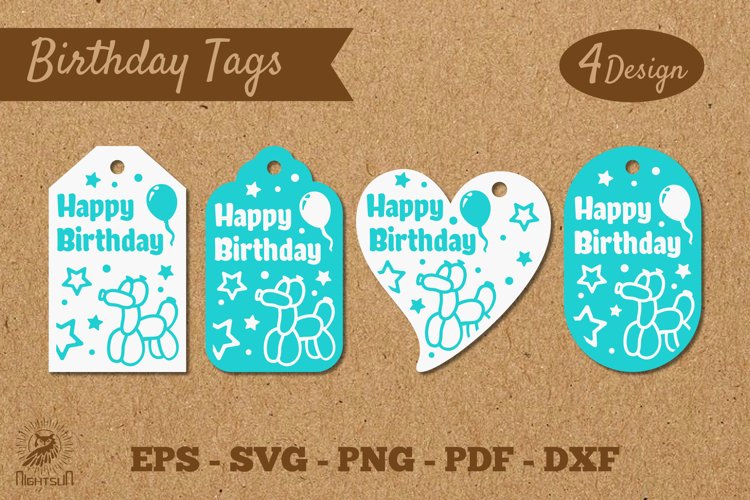 Birthday Tags Template SVG 4 example image 1