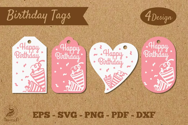 Birthday Tags Template SVG 5