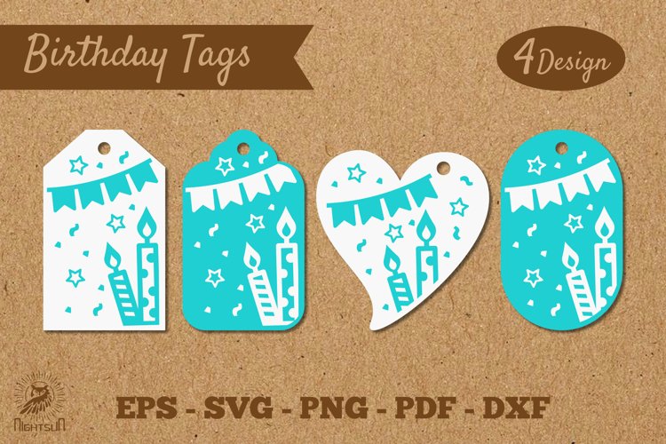 Birthday Tags Template SVG 6 example image 1