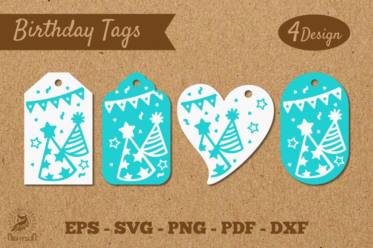 Birthday Tags Template SVG 8 example image 1