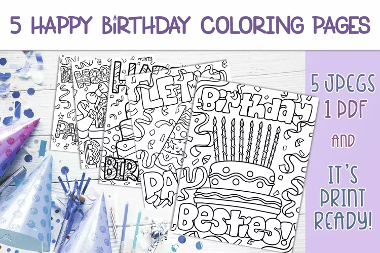 5 Birthday Coloring Pages| Birthday Party Printables