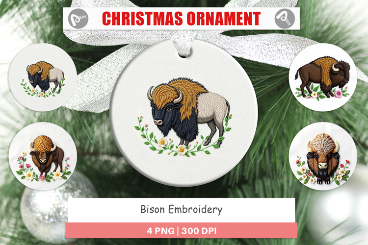 Ornament Bison Embroidery