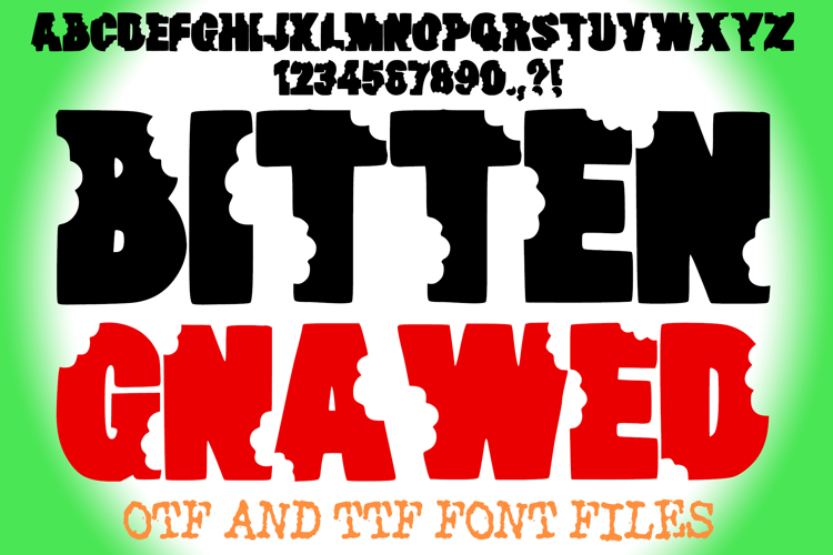 Bitten Gnawed Lettering ABC Bite Mark Font Typeface Alphabet