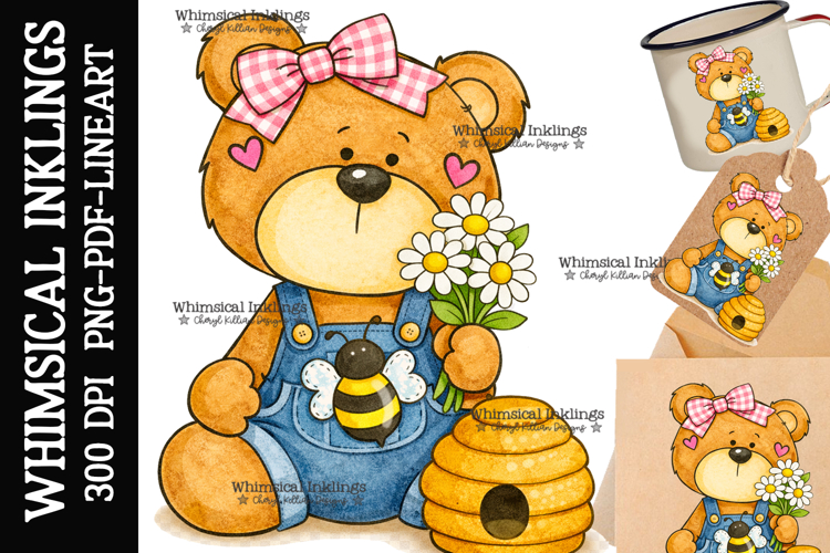 Bitty Bumble Bear Sublimation Clipart| DTF Clipart