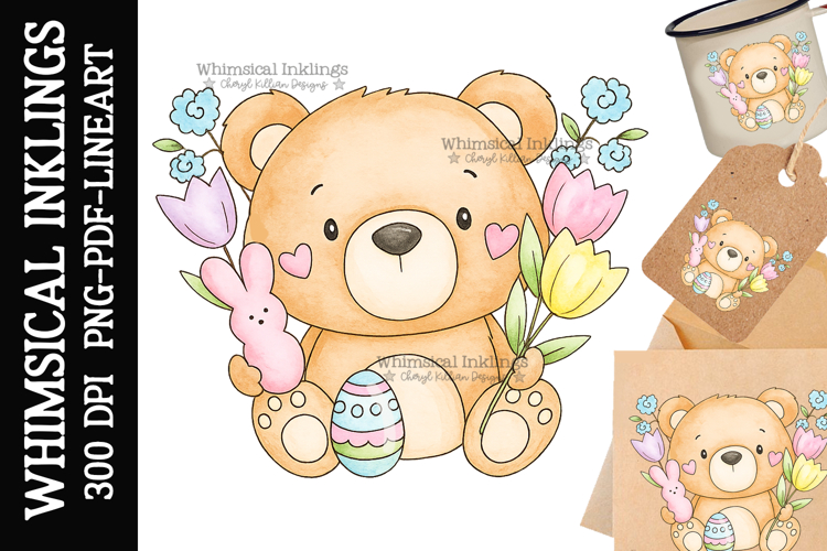 Bitty Easter Bear Sublimation Clipart