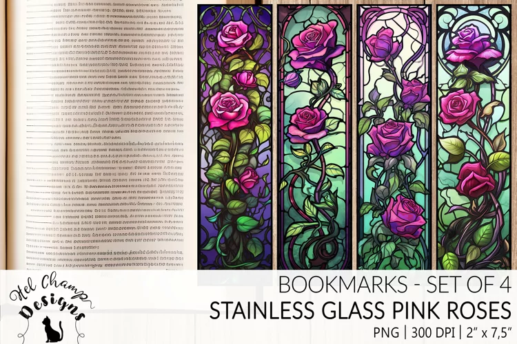 Pink Roses Stainless Glass bookmarks sublimation