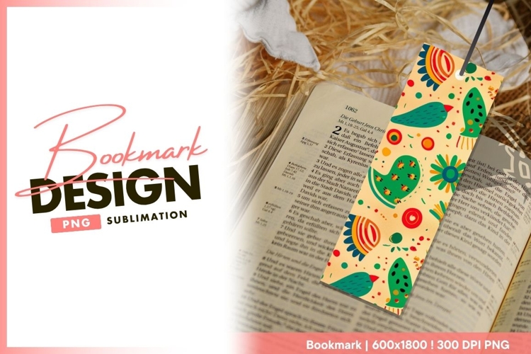 Colorful abstract pattern with stylized bookmark png design