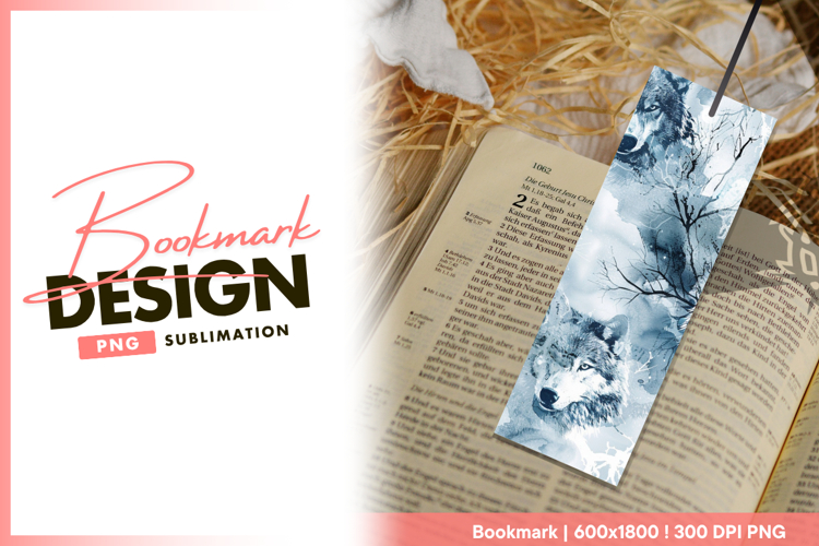 Abstract wolves with winter trees bookmark png example image 1