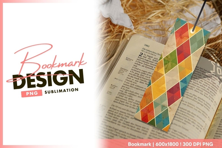 Colorful Geometric Diamond Patterned bookmark png design
