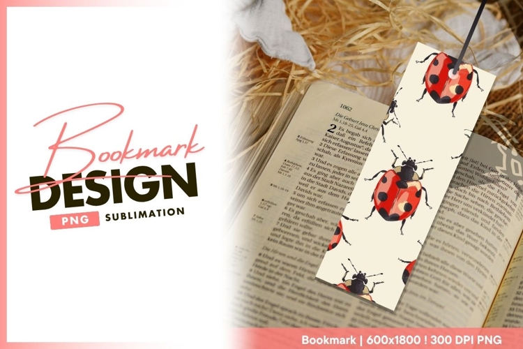 Repeating Pattern of Red Ladybugs with bookmark png design