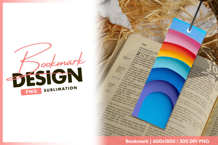 Arched rainbow colored layers bookmark png