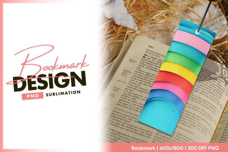 Abstract colorful waves bookmark png