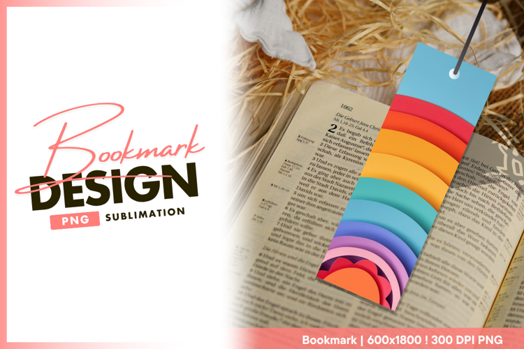 Colorful paper art rainbow bookmark png design