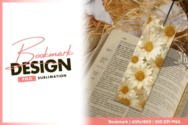 Soft floral daisy background with bookmark png
