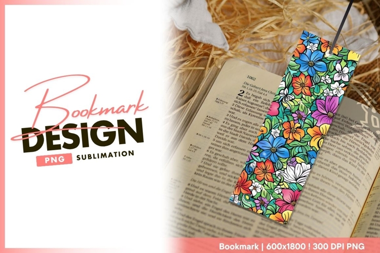 Colorful floral pattern bright bloom background bookmark png