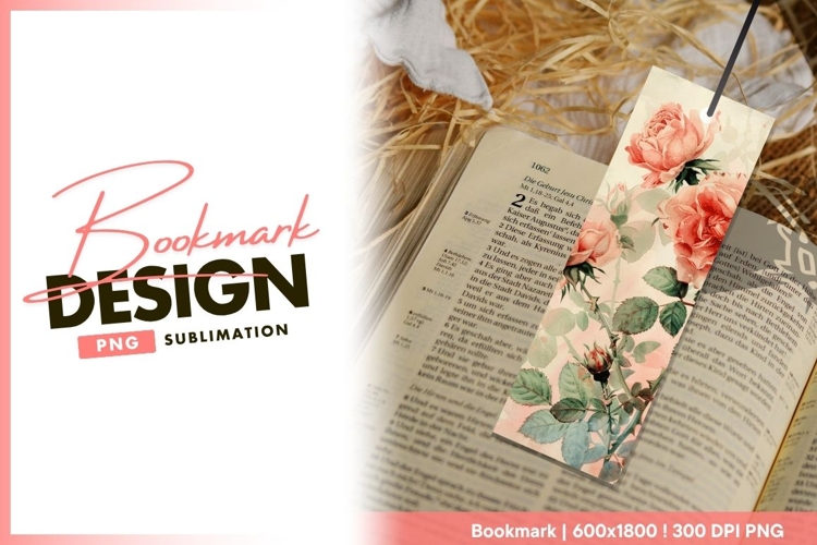 Floral bookmark on bible still life image bookmark png