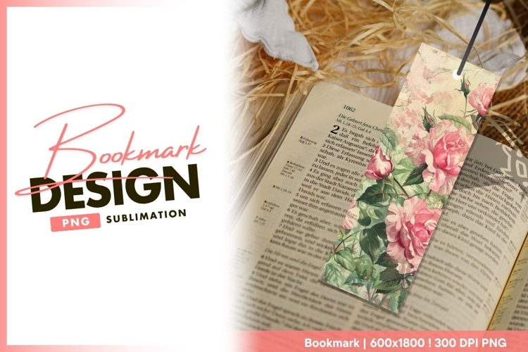 Floral bookmark design for sublimation png