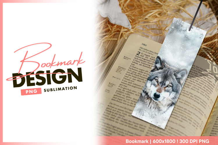 Intense wolf gaze in winter snowfall bookmark