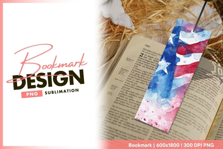 Watercolor flag bookmark design for sublimation