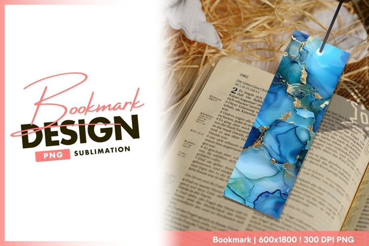 Abstract blue watercolor bookmark