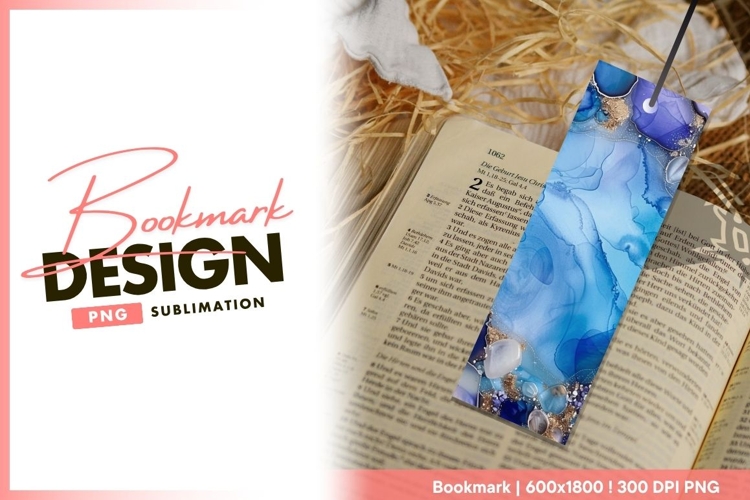 Elegant blue bookmark design for sublimation