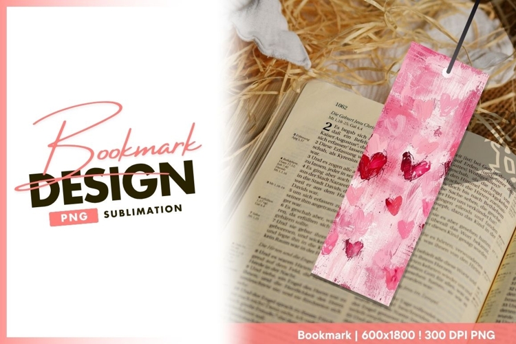 Pink hearts bookmark design