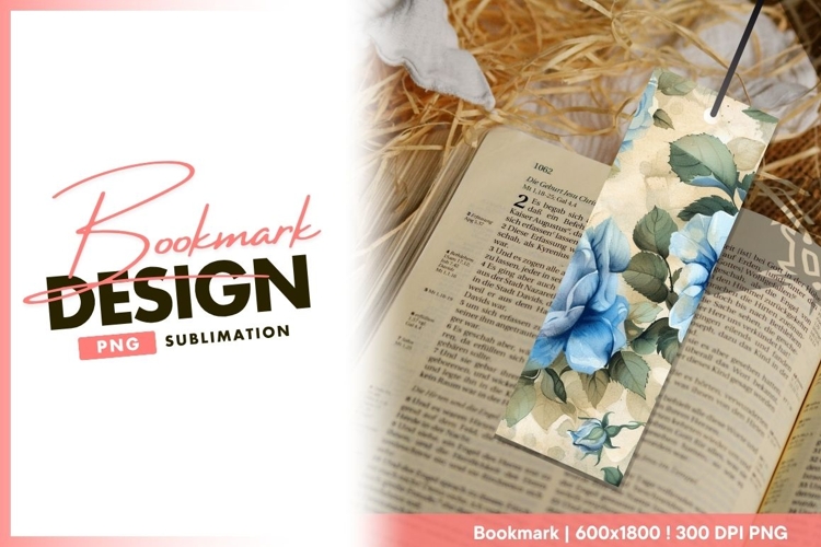 Floral bookmark design for bible sublimation