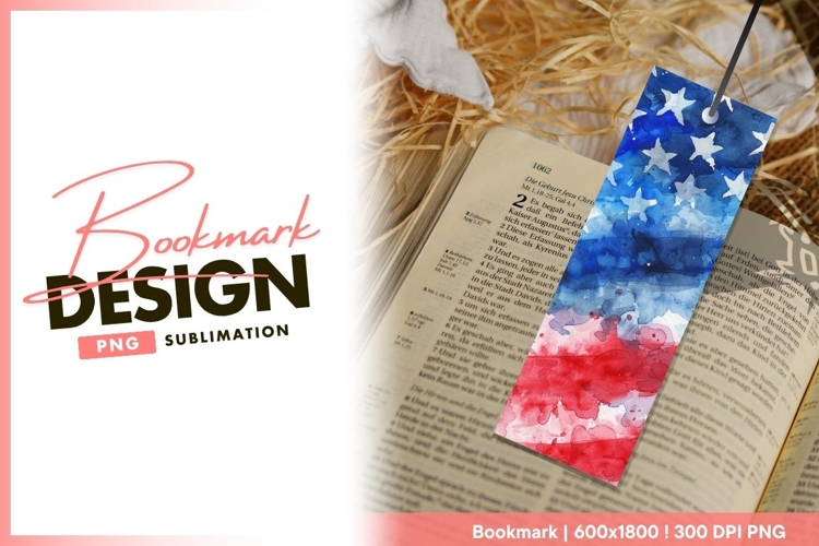 Patriotic watercolor bookmark png christian bible design
