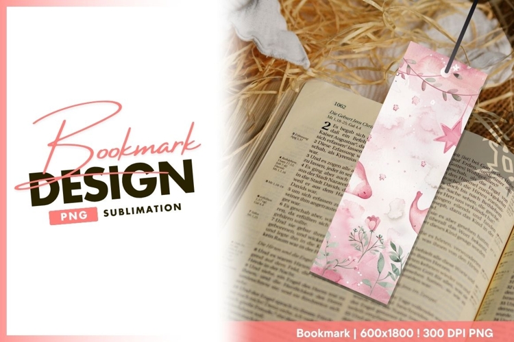 Watercolor floral bookmark