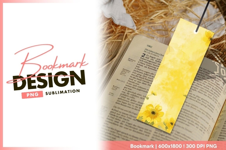 Yellow floral bookmark png design