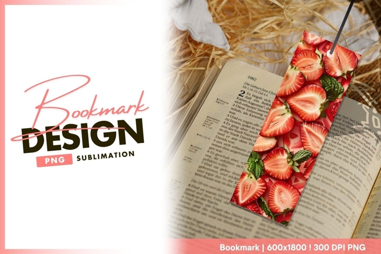 Vertical Composition of Fresh Cut Strawberries bookmark png