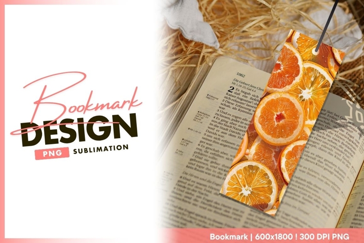 Overhead view of sliced oranges with vibrant bookmark png